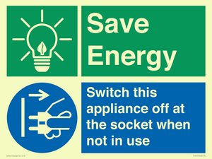 Save Energy, Switch this appliance off at the socket when not in use